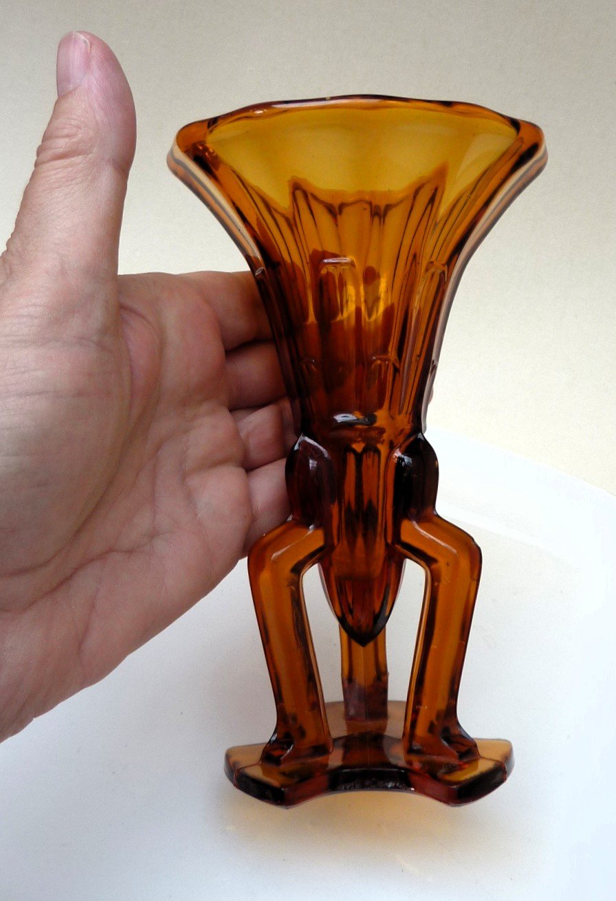 Rosice amber glass Art Deco Rocket vase