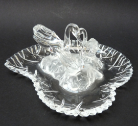 Lead crystal Swans trinket chocolate dish