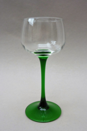 Luminarc France wine glass with green stem