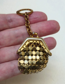 Vintage Paco Rabanne stijl metalen sleutelhanger bag charm