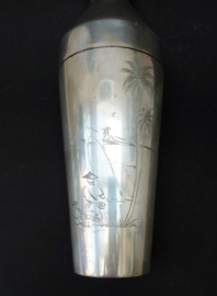 Art Deco Banka Tin Indonesia engraved cocktail shaker