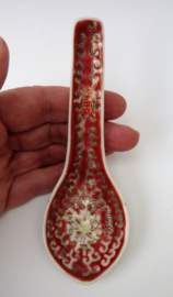 Chinese porcelain spoon pink lotus scroll