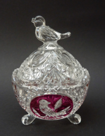 Hofbauer Crystal The Byrdes Collection lidded bowl