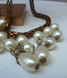 Vintage chunky kunst parel collier 