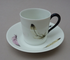 Limoges LC Art Deco espresso kopjes met veren decoratie