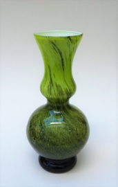 Empoli Vetreria di Borgonovo opaline lime green black glass vase