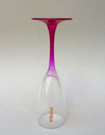 Piper Heidsieck crystal champagne flute glass with shocking pink stem