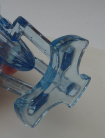 Rosice blauw glazen Art Deco raket vaasje
