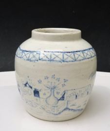 Chinoiserie blauw witte gemberpot 19e eeuw