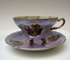 Versailles Fragonard lavender blue lusterware cup with feet