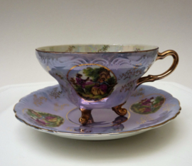 Versailles Fragonard lavendelblauwe lusterware kop op pootjes