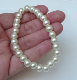 Kunstparel armband wit
