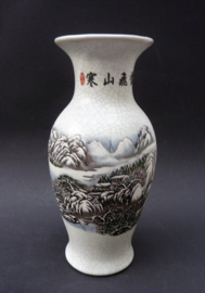 Chinese porcelain vase winter landscape Cultural Revolution