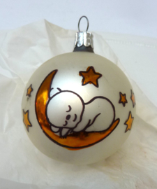 Vintage Beertje op de maan kerstbal 7 cm