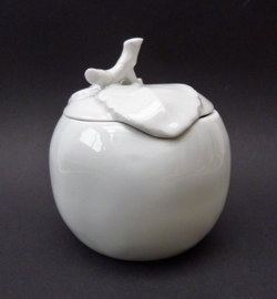 Apilco France whiteware porcelain marmelade jar Apple