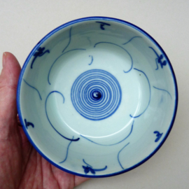 Vintage Chinese blue and white Lotus Spiral bowl