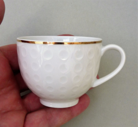 Arzberg Heinrich Loffelhardt shape 2375 Golf ball demitasse cup with saucer in white and gold