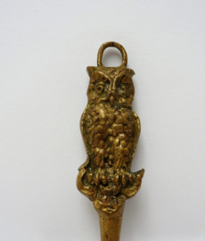 Antique brass owl bottle opener 