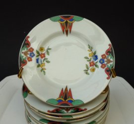 Victoria Art Deco porseleinen brood en boter bordjes