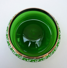 Bohemian enamelled green glass chocolate box