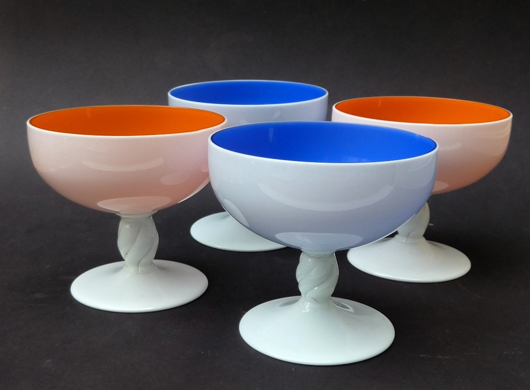 Carlo Moretti Murano sixties glazen coupes