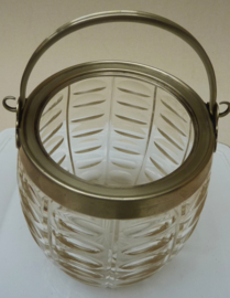 Glass olive cut biscuit barrel
