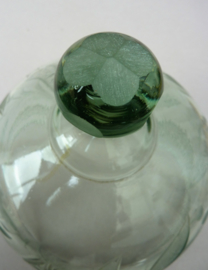 Antique glass lidded butter dish with etched floral decoration