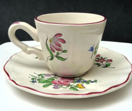 K & G Luneville Old Strasbourg faience kop en schotel thema Roos