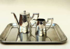 Gebr Hepp Art Deco verzilverde 1 persoons koffie set
