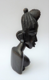 Hand carved ebony bust African woman
