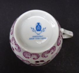 August Warnecke China Purpur koffiekop met schotel