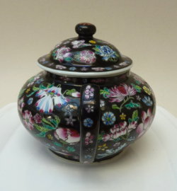 Chinese Jingdezhen black Millefleurs porcelain teapot