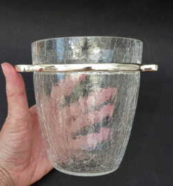 Mid Century crackled crystal ice bucket