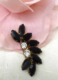 Juliana D & E black and white rhinestones brooch