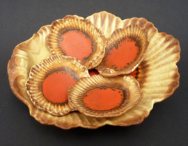 Mid Century miniature oyster shell plates