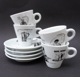 Bialetti - Set of 4 Cups and Saucers - White - Coffeedesk