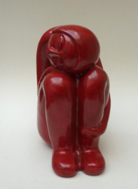 Keramisch beeld Rood Zittend Naakt