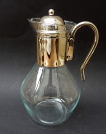 Vintage glazen wijnkaraf met verzilverd montuur en deksel