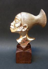 Mid Century polished bronze sculpture African woman