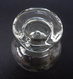 Mid Century kristallen cognacglas met geetst jachttafereel en zilveren rand