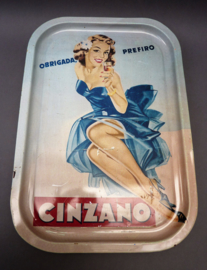 Cinzano Mid Century pin up girl dienblad