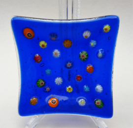 Murano Millefiori blauw glazen schaaltje