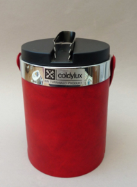 Turnwald Coldylux Mid Century red faux leather ice bucket wine cooler