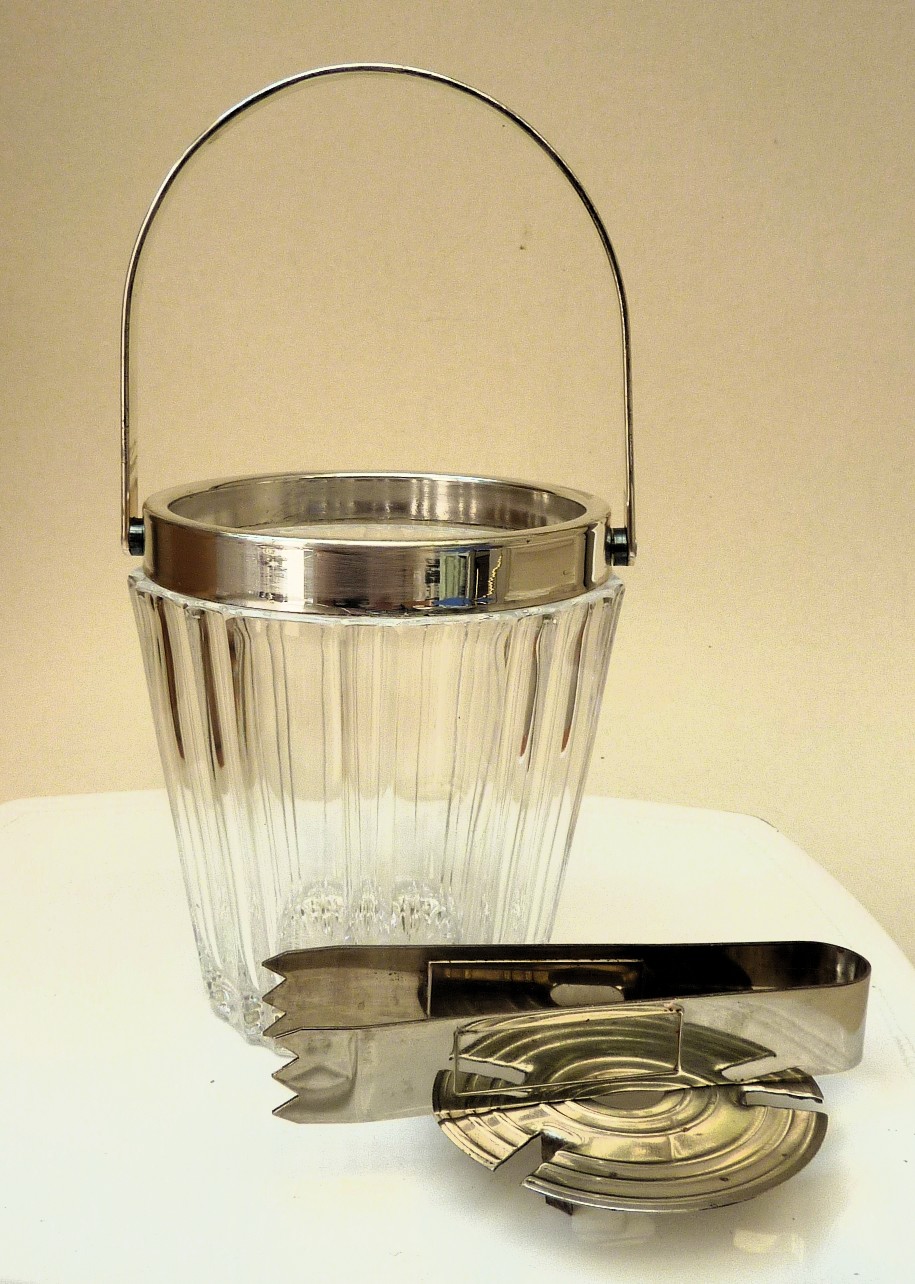 Persglazen ijsemmer met verzilverd montuur