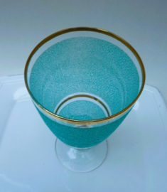 Mid Century pastelblauwe frosted glass bierglazen