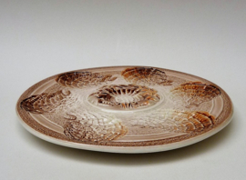 Sarreguemines Atelier du Revernay Mid Century faience crab oyster plate