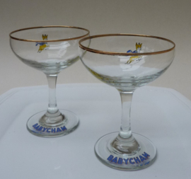 A pair of Babycham perry coupe glasses