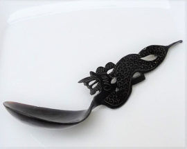 Antique Asian hand carved horn Dragon rice spoon