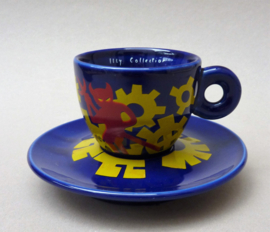 Illy Art Collection 1994 Luca Trazzi espresso cup and saucer Ingranaggi