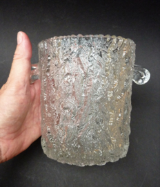 Mid Century Scandinavian style melting ice tree bark glass ice bucket